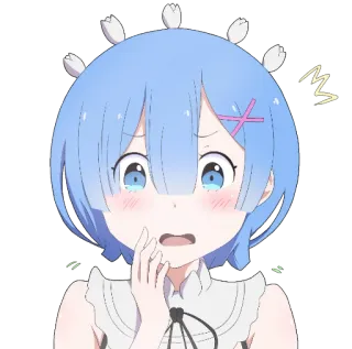 😰 Rem Re:Zero Anime, Rem, Re:Zero, dễ thương, hoạt hình, nhãn dán telegram sticker
