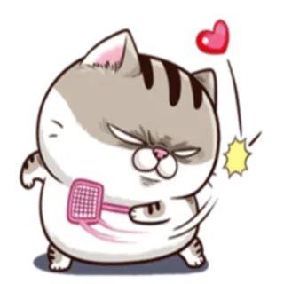 😼 cat, sticker, love, tennis racket telegram sticker