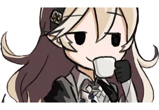 😏 Anime, Personaggio, Bere, Caffè, Tè, Cartone animato telegram sticker