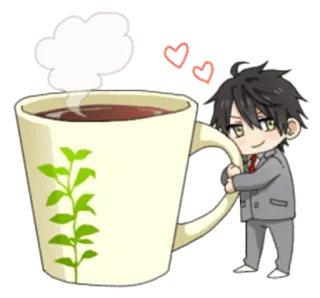 ☕ cà phê, anime, dễ thương, thức uống, hoạt hình, trái tim telegram sticker