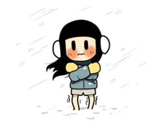 😖 cold, winter, freezing, cartoon, girl, snow telegram sticker