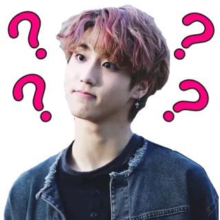 ❓ Han Jisung, Stray Kids, signo de interrogación, K-Pop, Idol, confundido whatsapp sticker