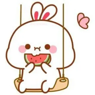 🌟 cute, bunny, watermelon, kawaii, cartoon whatsapp sticker