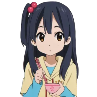 🍜 anime, girl, eating, chopsticks, cute telegram sticker