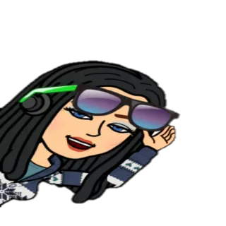 👀 Bitmoji, Avatar, Desenho animado, Mulher, Óculos de sol telegram sticker