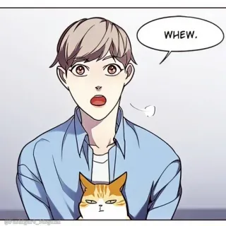 🌩 WHEW. мужчина, кот, мультфильм, ух whatsapp sticker