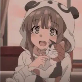 🥢 Аниме, Девушка, Кот, Милый, Панда, Толстовка telegram sticker