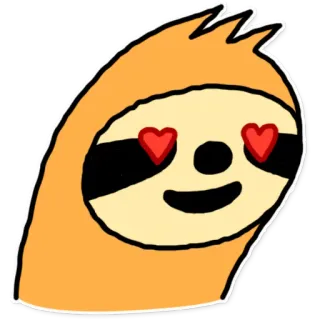 😍 ленивец, животное, милый, любовь, глаза-сердечки whatsapp sticker