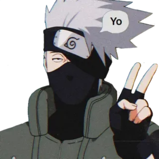 ✌️ Kakashi Naruto Yo Kakashi, Naruto, Anime, Ninja, Friedenszeichen, Gruß, Cartoon whatsapp sticker