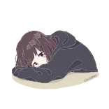 😴 Anime, Mädchen, traurig, Ärmel, ausruhen, müde, süß telegram sticker