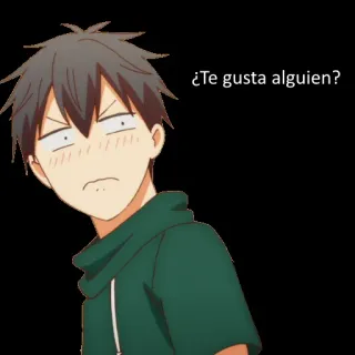 😱 ¿Te gusta alguien? anime, question, interest, cartoon, spanish, expression telegram sticker