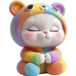 😇 고양이, 무지개, 동물, 귀여운, 새끼 고양이, 카와이, 만화 telegram sticker