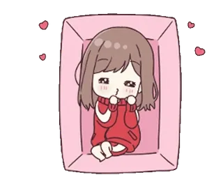 🎁 Мультфильм, Милый, Девочка, Чиби, Каваий, Аниме, Сердечки telegram sticker