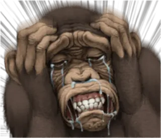 🐵 monyet, kera, sedih, menangis, emosional, frustrasi, kartun, ilustrasi telegram sticker