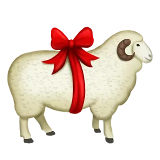 🐏 ovelha, animal, laço, vermelho, fazenda, presente telegram sticker