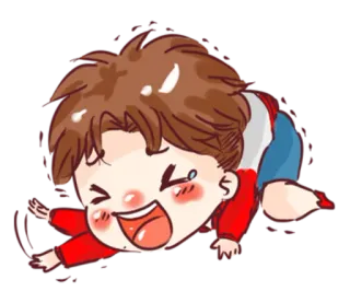 😆 cartoon, chibi, cute, joyful, laughing, person, red shirt telegram sticker