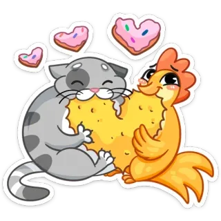 ❤️ 猫, 鸡, 心, 爱, 可爱, 卡通, 动物 telegram sticker