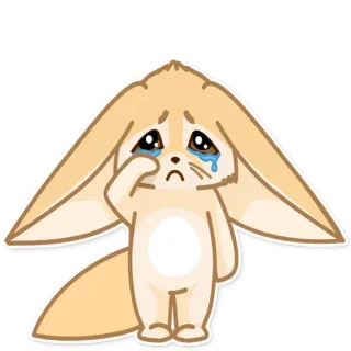 😭 volpe fennec, piangere, triste, animale, carino, adesivo, volpe telegram sticker