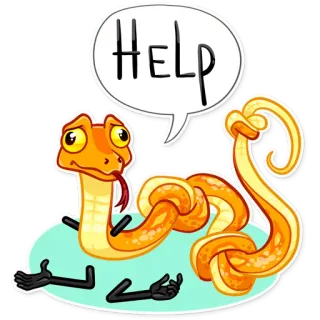 ☹️ HELP cobra, desenho animado, animal, ajuda, triste, fofo telegram sticker