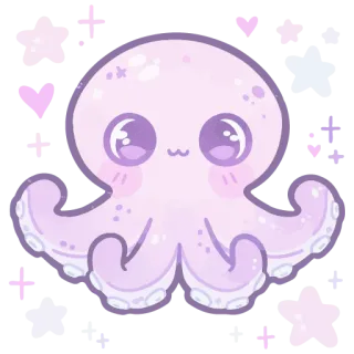 🐙 octopus, cute, animal, kawaii, sea creature, purple telegram sticker