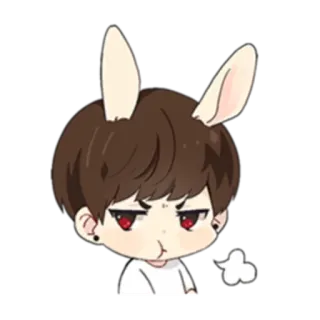😤 conejo, anime, chico, sticker, enojado, ojos rojos, lindo telegram sticker