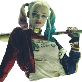 😕 Harley Quinn Suicide Squad Daddy's Lil Monster Harley Quinn, Suicide Squad, DC Comics, villain, baseball bat telegram sticker
