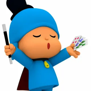 😝 Pocoyo cartoon, magie, Pocoyo, speelkaarten, toverstaf telegram sticker