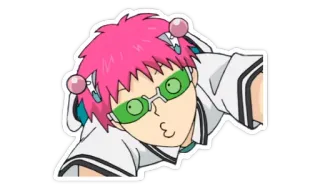 😗 Saiki Kusuo The Disastrous Life of Saiki K. Anime, Saiki K, Kusuo, Cabelo rosa, Psíquico, Adesivo telegram sticker