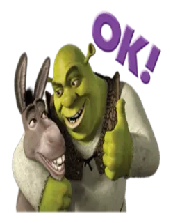 👍 Shrek OK! 怪物史莱克, 驴子, 好的, 电影, 赞 telegram sticker