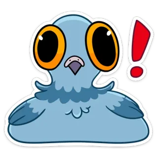 😳 นกพิราบ, นก, การ์ตูน, สติกเกอร์, เครื่องหมายอัศเจรีย์ telegram sticker