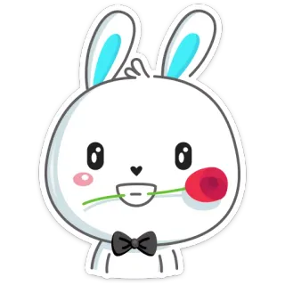 🌹 conejo, lindo, adorable, conejo, dibujo animado, animal, flor, amor telegram sticker