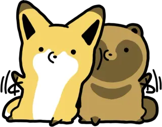 ☹ キツネ, タヌキ, 動物, 漫画 telegram sticker