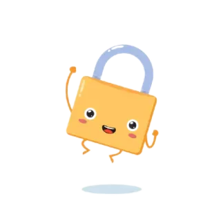 😆 자물쇠, 보안, 잠금, 만화, 귀여운, 안전 whatsapp sticker