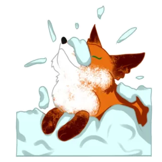 ❄ volpe, animale, neve, inverno, carino, cartone animato whatsapp sticker