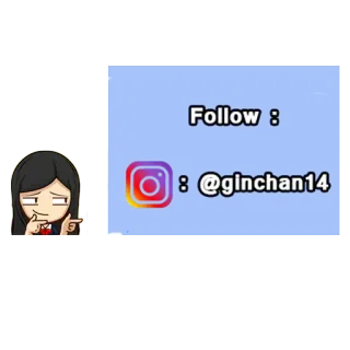 👐 Follow : @ginchan14 instagram, redes sociais, nome de usuário, desenho animado, seguir telegram sticker