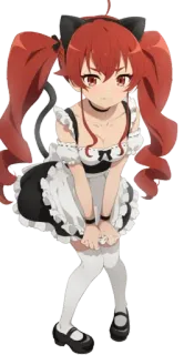 😍 อนิเมะ, ผมแดง, หูแมว, เมด, น่ารัก telegram sticker