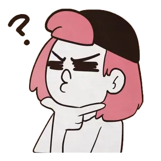 😐 Cartoon, Vraagteken, Denken, Twijfel, Verward, Illustratie telegram sticker