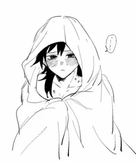 🖤 Anime, Manga, Felpa con cappuccio, Triste, Arrossire telegram sticker