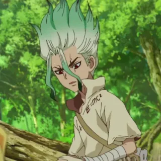 🔬 Ishigami Senku Dr. Stone E=MC^2 аниме, наука, зеленые волосы, Сенку, Ишигами whatsapp sticker