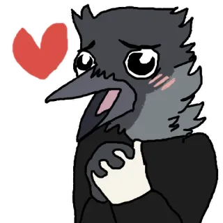 ❤️ antropomorfo, uccello, cuore, amore, cartone animato, adesivo, carino telegram sticker