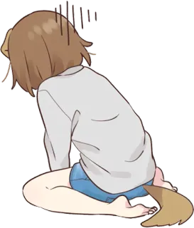 😓 anime, triste, perro, chica, sentado telegram sticker
