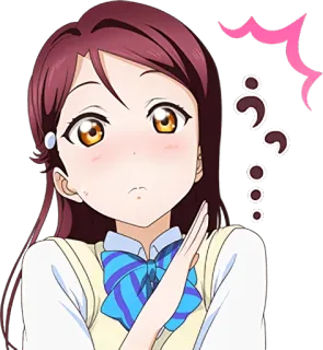 😶 Anime meisje, Cartoon figuur, Schooluniform, Expressie, Verward, Leuk, Anime stijl telegram sticker