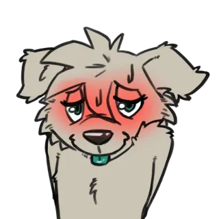 😘 dog dog, furry, blushing, embarrassed, shy, cute, canine, animal whatsapp sticker
