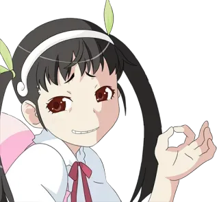 👌 Anime, Chica, Gesto de mano, Signo de OK, Dibujo animado telegram sticker