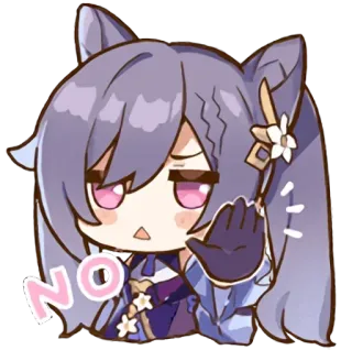 🙅‍♀️ Keqing Genshin Impact NO Anime, Keqing, Genshin Impact, Tidak, Ketidaksetujuan, Penolakan whatsapp sticker