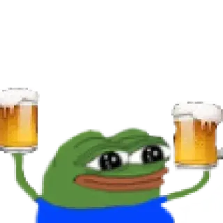 🍻 Pepe the Frog pepe, kikker, meme, drinken, bier, feest, blij whatsapp sticker