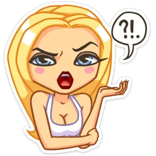 😠 ?! cartone animato, donna, domanda, sorpresa telegram sticker