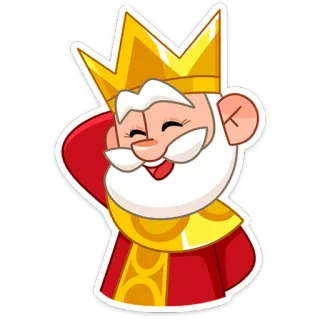 😅 rey, dibujos animados, corona, real, gobernante, feliz whatsapp sticker