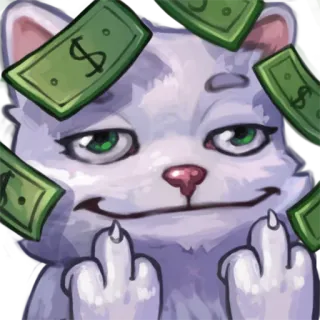 💵 cat, money, middle finger, offensive, rich, cartoon telegram sticker
