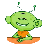 😂 Alien, Dessin animé, Vert, Sourire telegram sticker